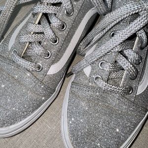 Vans Old Skool Silver Glitter sz 7.5 with glitter laces